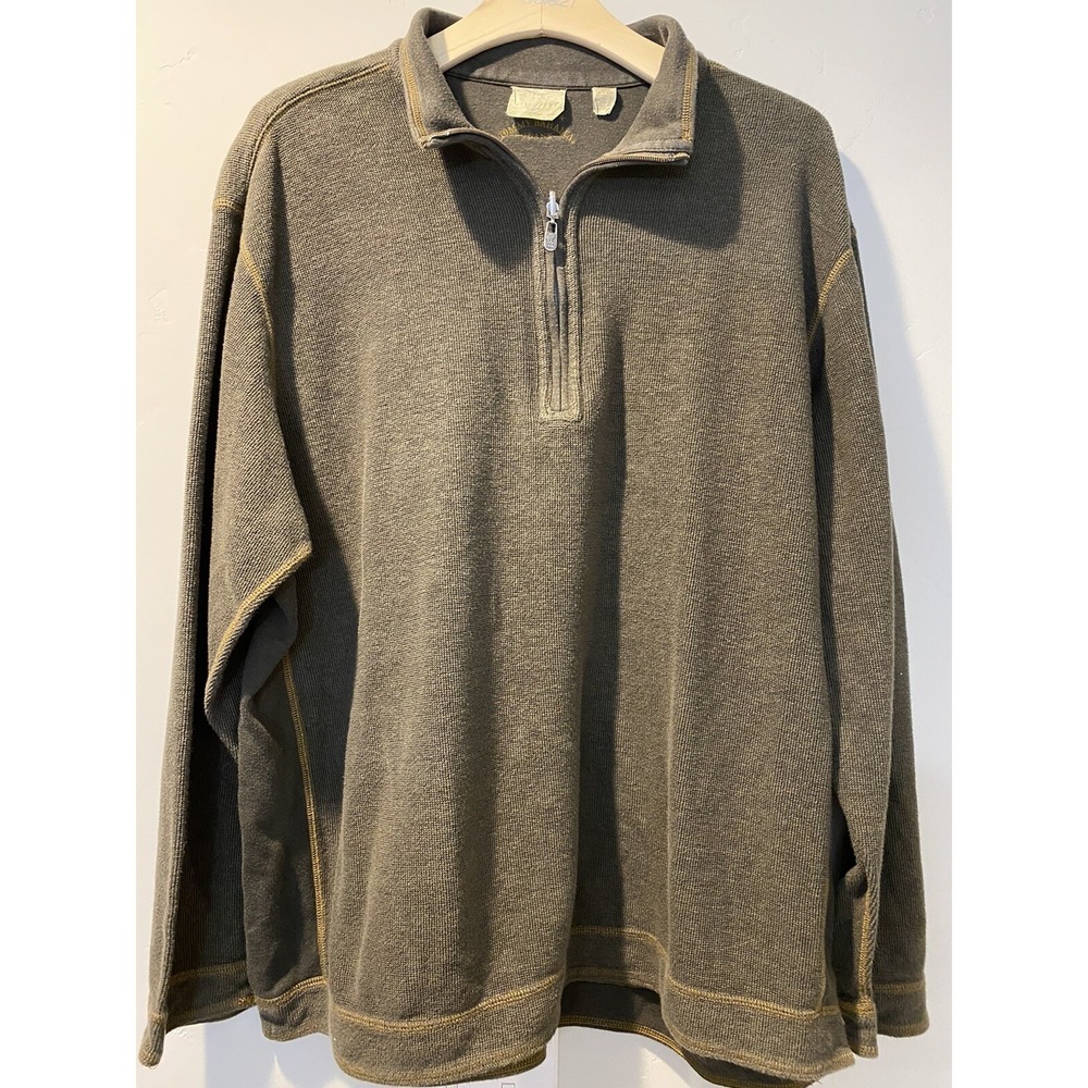 Tommy Bahama Mens XXL 1/4 Zip Pullover Jacket Olive Green Mock Neck Sweatshirt